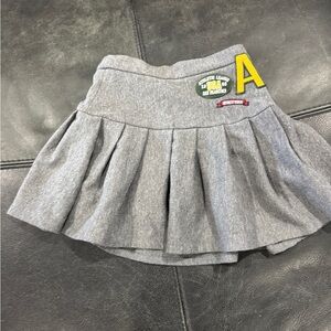Zara Gray Pleated Kids Skirt with Patches